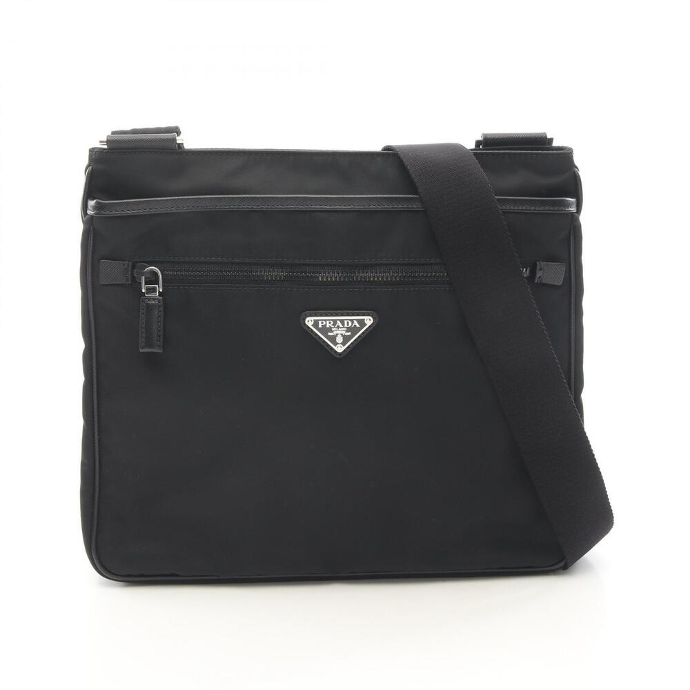 Prada TESSUTO SAFFI Shoulder Bag Saffiano Leather Black